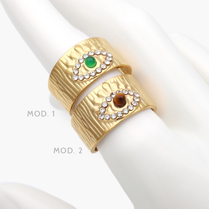 AB0501 Anillo Piedra Acrílico Ajustable Acero Inoxidable 501 - Imagen 1