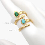 Anillo Piedra Acrílico Ajustable Acero Inoxidable 509 - Modelo 1