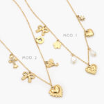 Collar Corazón Moño Elefante Acero Inoxidable 511