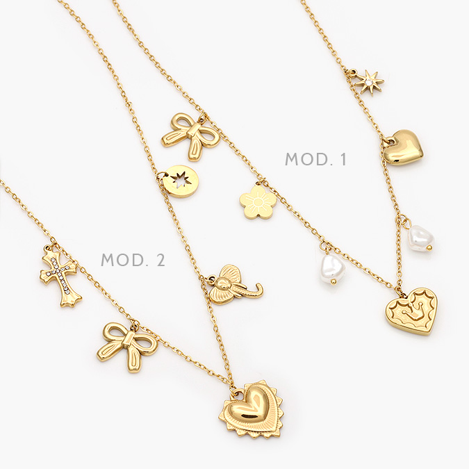 AD0511 Collar Corazón Moño Elefante Acero Inoxidable 511 - Imagen 1
