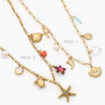 Collar Estrella de Mar Delfin Concha Tortuga Acero Inoxidable 515