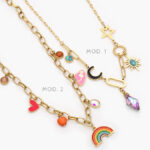 Collar Corazon Arcoiris Estrella Luna Acero Inoxidable 516