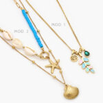Collar Estrella de Mar Concha Perlas  Acero Inoxidable 518