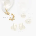 Aretes Perla Chapa de Oro 629 - Modelo 1