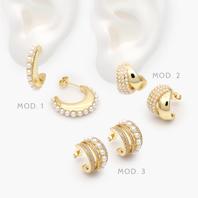 CA10632 Aretes Perlas Chapa de Oro 632 - Imagen 1