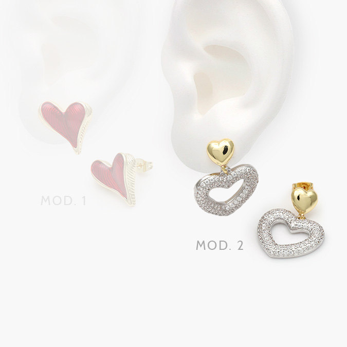 CA10634 Aretes Corazones Chapa de Oro 634 - Imagen 1