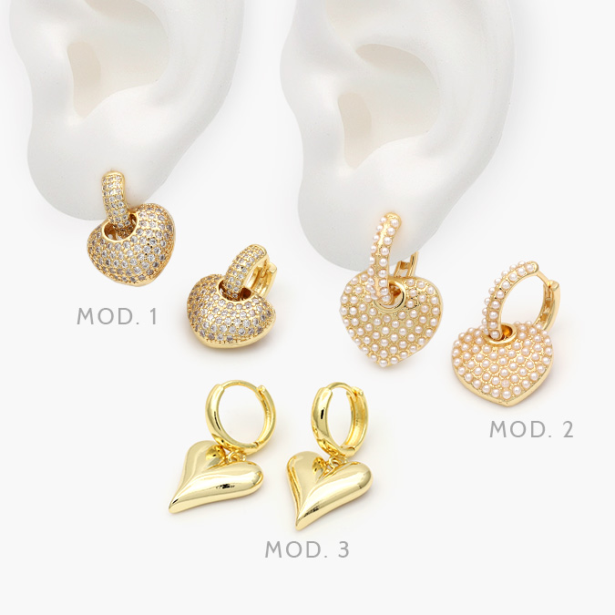 CA40874 Arracadas Corazones Chapa de Oro 874 - Imagen 1