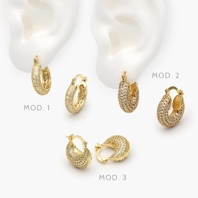 CA40882 Arracadas Zirconia Chapa de Oro 882 - Imagen 1