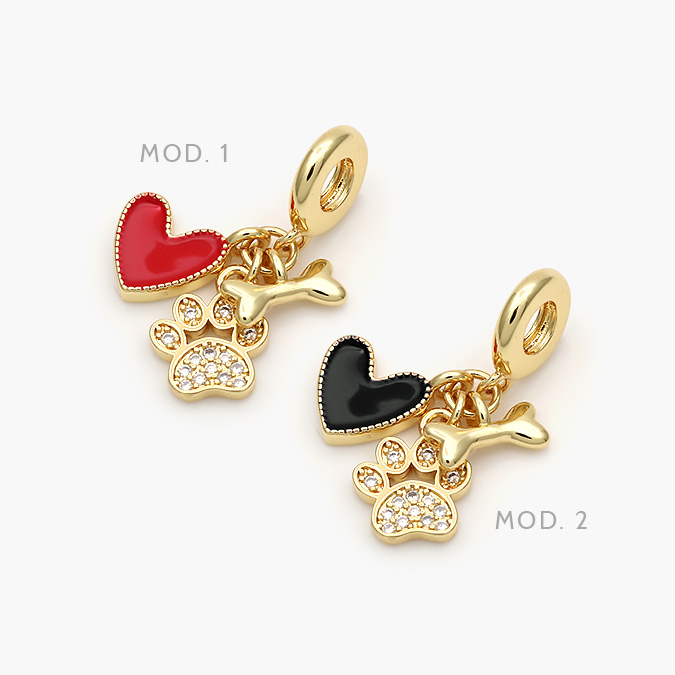 CCH0084 Dije Corazón Mascota Armado Chapa de Oro 84 - Imagen 1