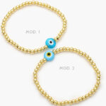 Pulso Bolitas Ojo Turco Azules Chapa de Oro 0233