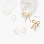 Aretes Moño Perlas Chapa de Oro 631 - Modelo 1