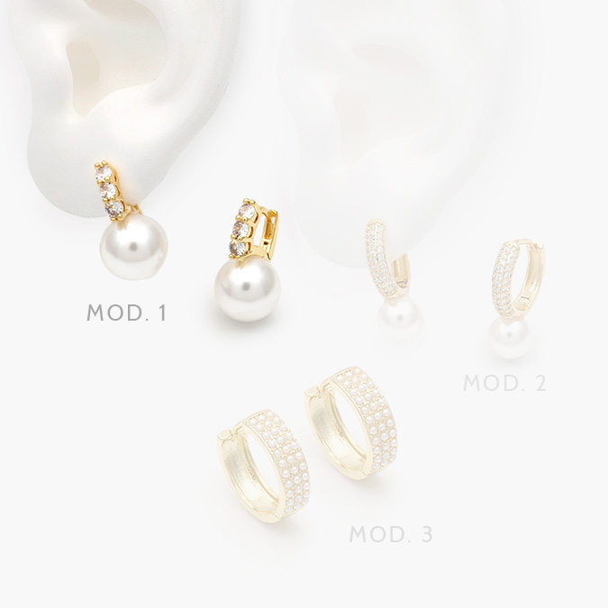 ca40877-1 Arracadas Perlas Chapa de Oro 877 - Imagen 1