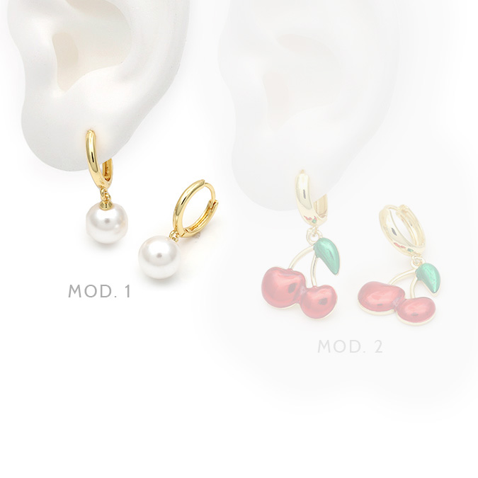 marcate252 Hoops Perla Cereza Chapa de Oro 876 - Imagen 1