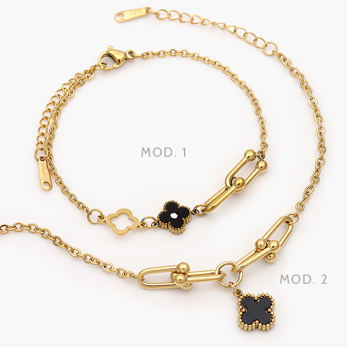 AP0681 Pulso Flor Esmalte Negro Acero Inoxidable 681 - Imagen 1