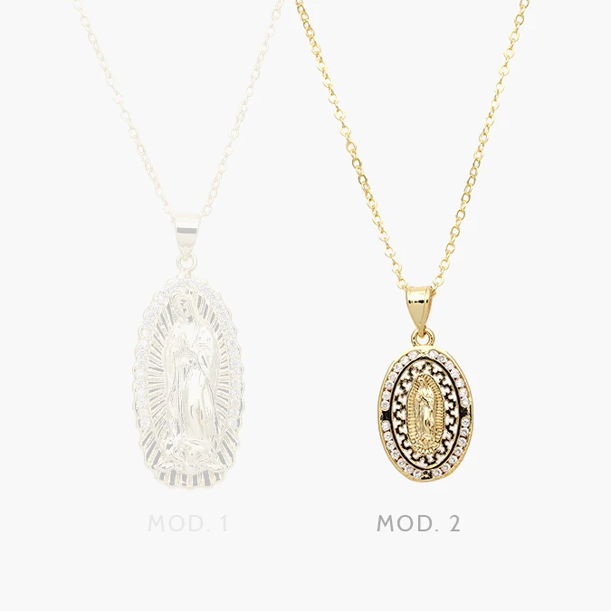 CDR0304 Collar Virgen de Guadalupe Chapa de Oro 304 - Imagen 1