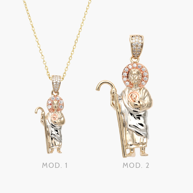 CDR0343 Collar San Judas Tadeo Chapa de Oro 343 - Imagen 1