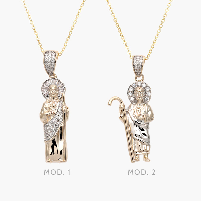 CDR0344 Collar San Judas Tadeo Chapa de Oro 344 - Imagen 1