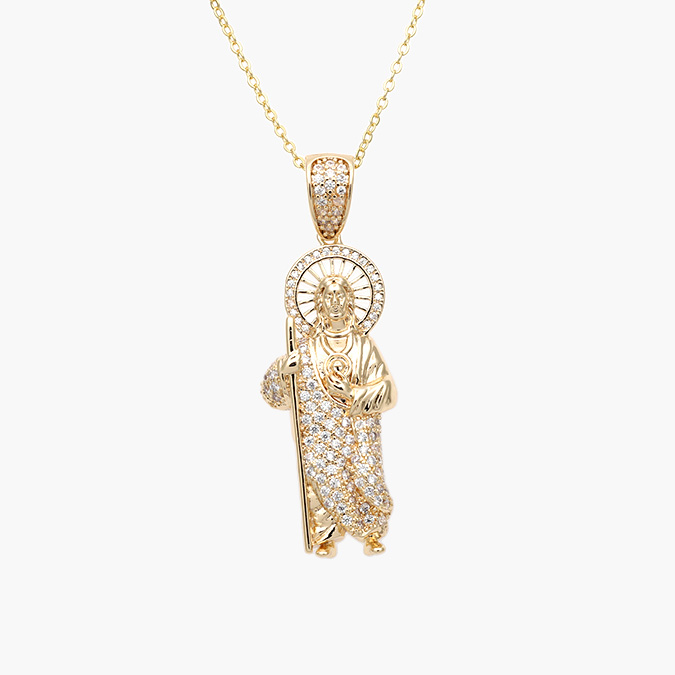 CDR0345 Collar San Judas Tadeo Chapa de Oro 345 - Imagen 1