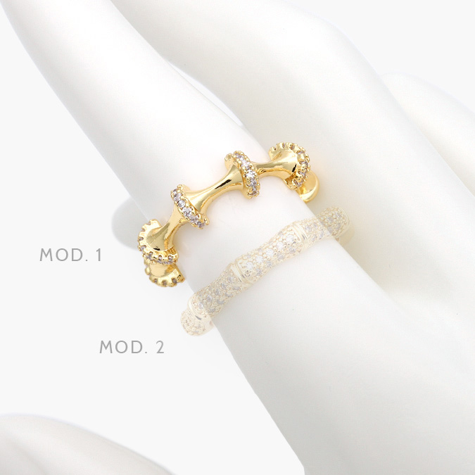 CTB1207 Anillo Ajustable Zirconias Blancas Chapa de Oro 1207 - Imagen 1
