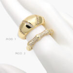 Anillo Ajsutable Zirconias Blancas Chapa de Oro 1214 - Modelo 1
