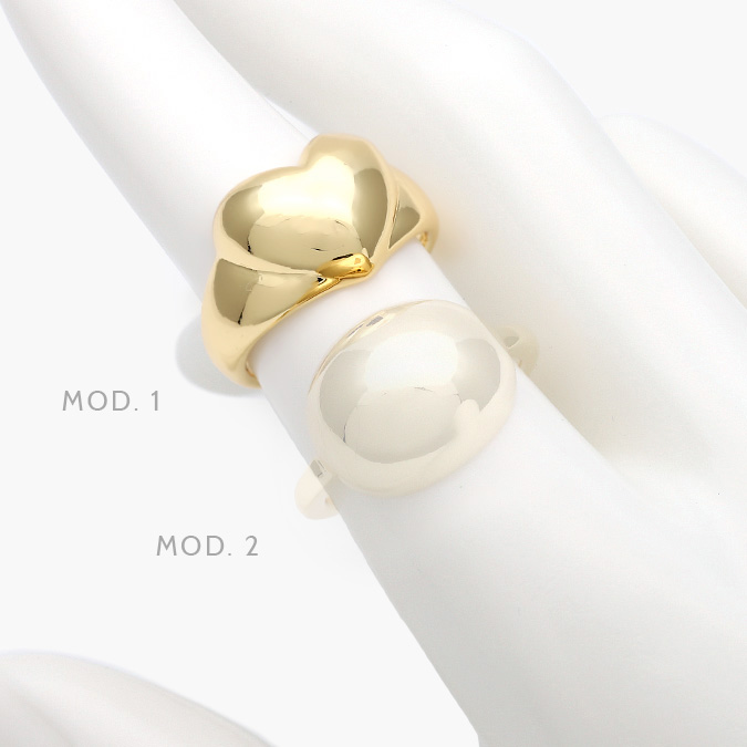 CTB1225 Anillo Chunky Corazón Chapa de Oro 1225 - Imagen 1