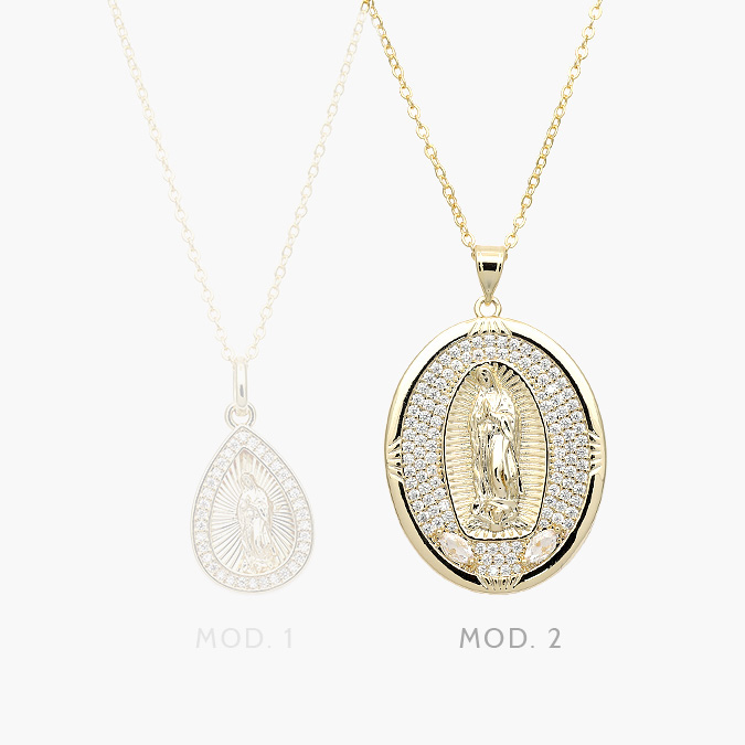 cdr0300 Collar Virgen de Guadalupe Chapa de Oro 300 - Imagen 1