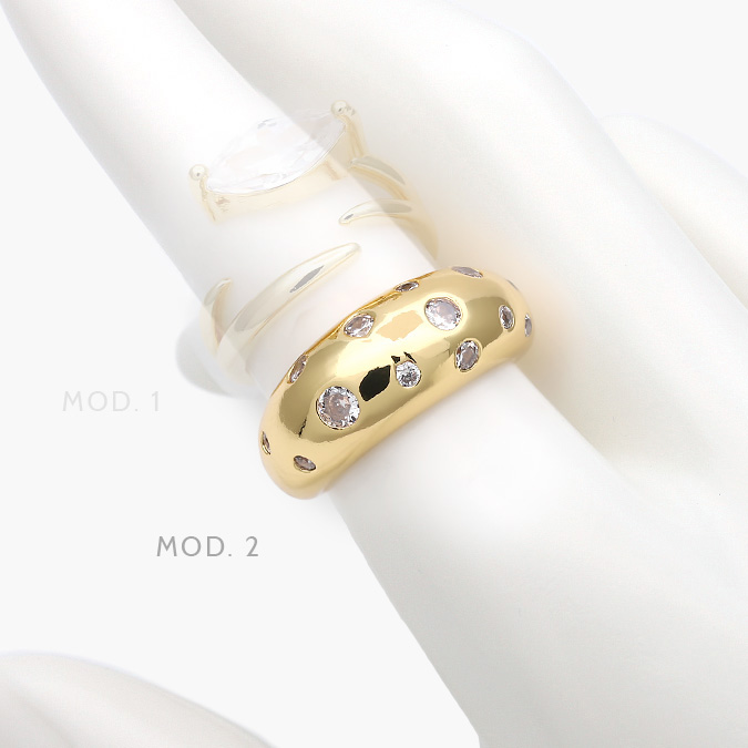 ctb1213 Anillo Ajustable Zirconias Blancas Chapa de Oro 1213 - Imagen 1