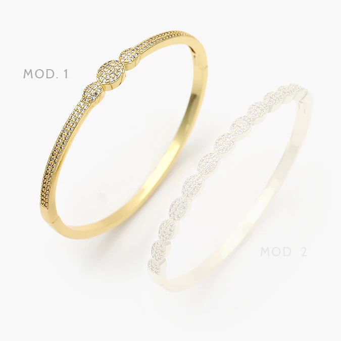 ctp0616 Brazalete Zirconias Chapa de Oro 616 - Imagen 1
