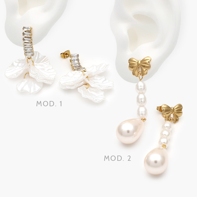 AA10188 Aretes Perlas Acero Inoxidable 188 - Imagen 1