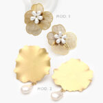 Aretes Flor Perla Acero Inoxidable 194 - Modelo 1