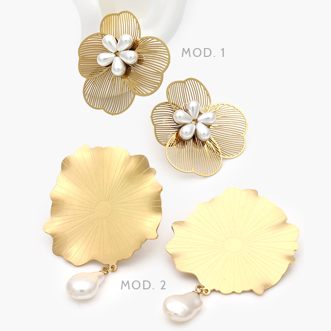 AA10194 Aretes Flor Perla Acero Inoxidable 194 - Imagen 1