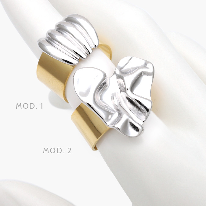 AB0516 Anillo Ajustable Chunky Bicolor Acero Inoxidable 516 - Imagen 1