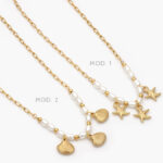 Collar Perlas Concha Estrella de Mar Acero Inoxidable 524