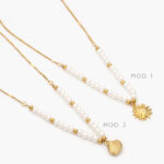 Collar Perlas Concha Sol Acero Inoxidable 525