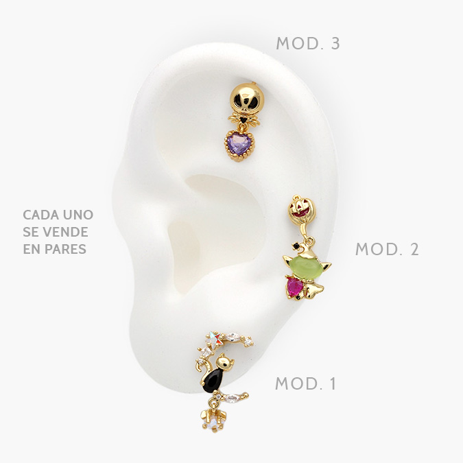 CA20140 Broqueles Halloween Chapa de Oro 0140 - Imagen 1