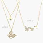 Collar Mariposas Zirconias Blancas Chapa de Oro Valdivia Accesorios 3