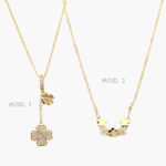 Collar Flores Trebol Zirconias Blancas Chapa de Oro Valdivia Accesorios 4