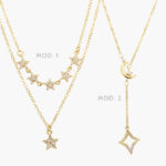 Collar Luna Estrellas Zirconias Blancas Chapa de Oro Valdivia Accesorios 5
