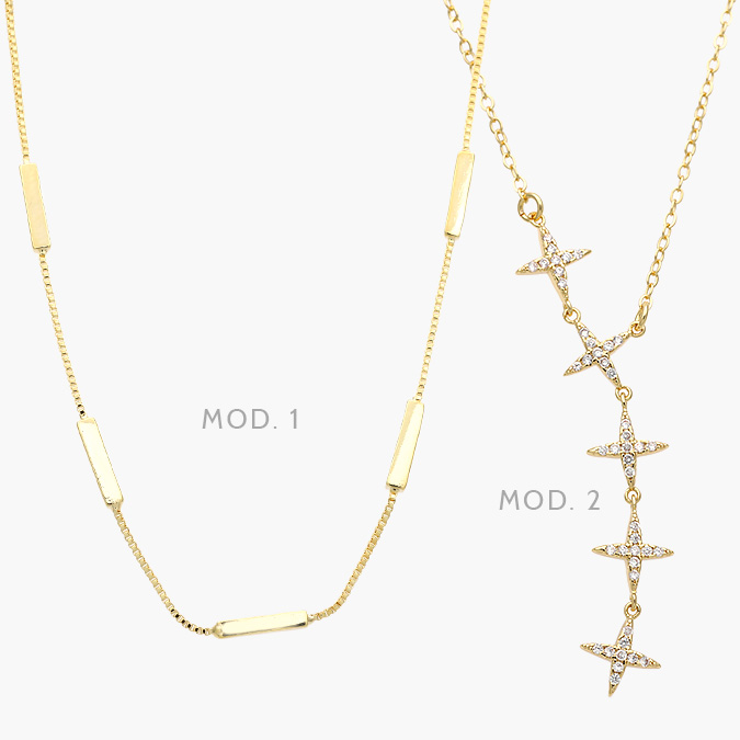 CDV0012 Collar Estrellas Zirconias Blancas Chapa de Oro Valdivia Accesorios 12 - Imagen 1