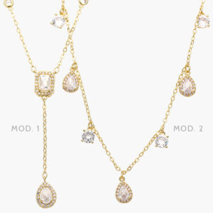 Collar Gotas Zirconias Blancas Chapa de Oro Valdivia Accesorios 23