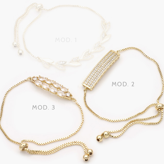 MPU799 Pulso Micropave Zirconias Blancas Chapa de Oro 799 - Imagen 1