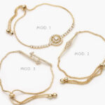 Pulso Micropave Flechas Rosa de los Vientos Zirconias Blancas Chapa de Oro  801 - Modelo 1