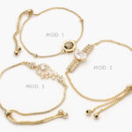 Pulso Micropave Flores Zirconias Blancas Chapa de Oro 802
