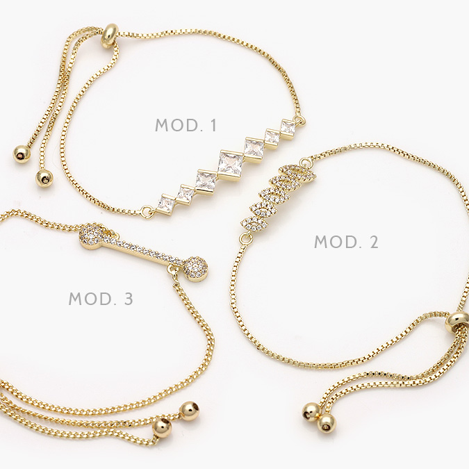 MPU803 Pulso Micropave Zirconias Blancas Chapa de Oro 803 - Imagen 1