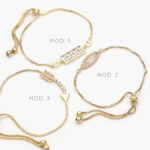 Pulso Micropave Flecha Zirconias Blancas Chapa de Oro 807