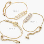Pulso Micropave Rayo LOVE Zirconias Blancas Chapa de Oro  813