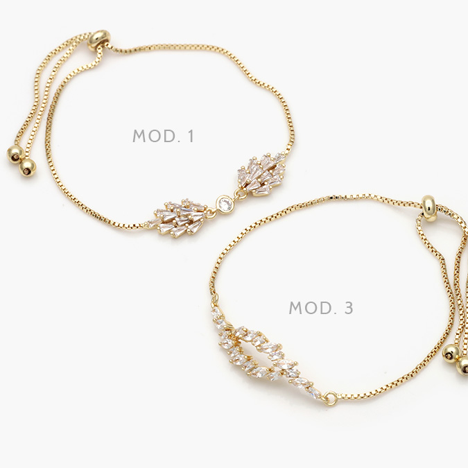 MPU815 Pulso Micropave Zirconias Blancas Chapa de Oro 815 - Imagen 1