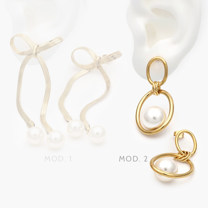 aa10202 Aretes Perla Acero Inoxidable 202 - Imagen 1