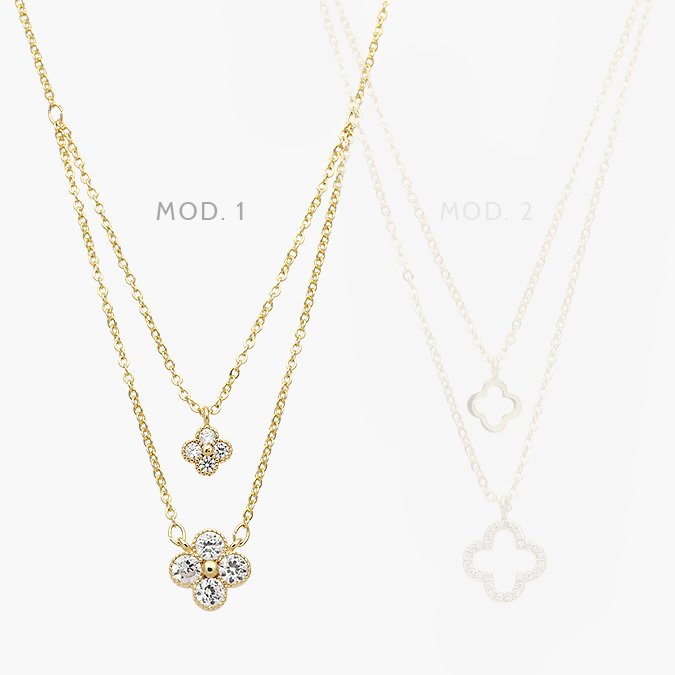 mmarca116 Layer Flores Treboles Zirconias Blancas Chapa de Oro Valdivia Accesorios 2 - Imagen 1
