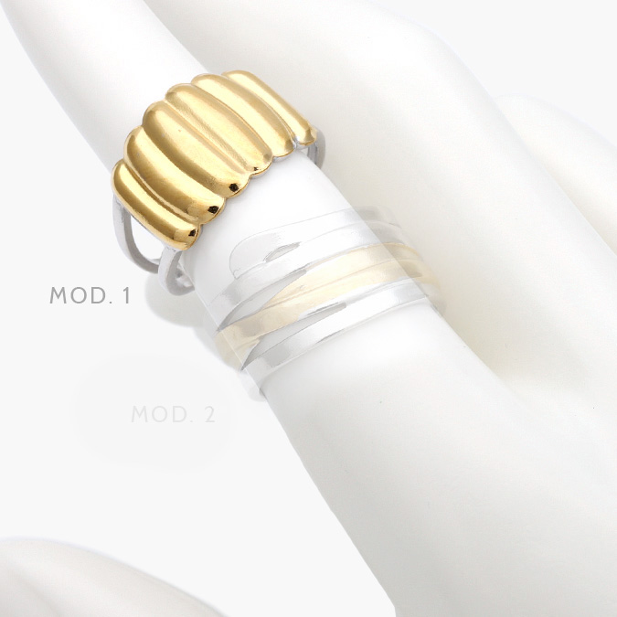 mmarca44 Anillo Ajustable Bicolor Acero Inoxidable 531 - Imagen 1